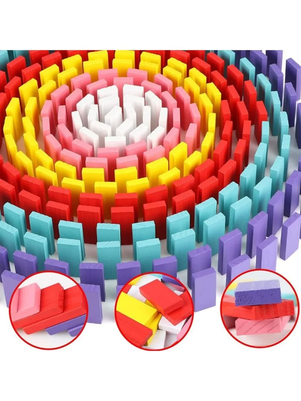 1000 PCS Colorful Wooden Dominoes Set for Kids - Educational Racing Game